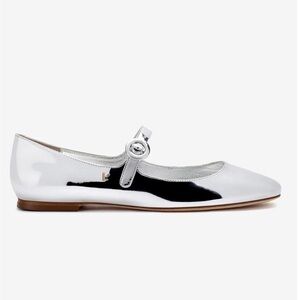 Larroude Shiny Silver Flats